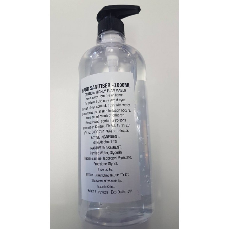 HAND SANITISER - 75% ETHYL ALCOHOL - 1L