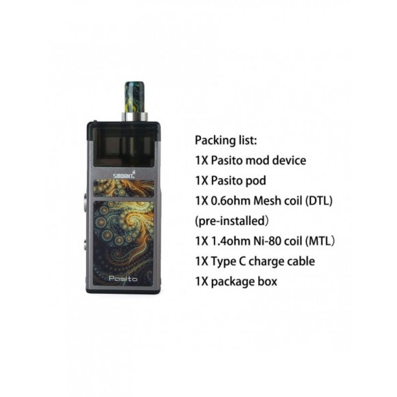 Smoant Pasito Rebuildable Pod System Box Mod Kit 1...