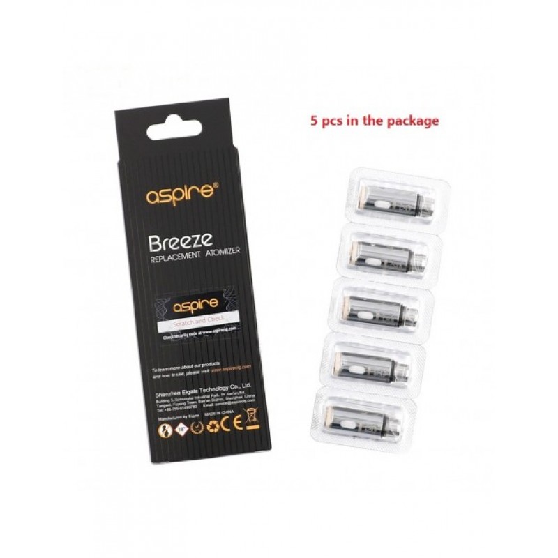 Aspire Breeze Coils 0.6 & 1.2 ohm (5pcs/pack)